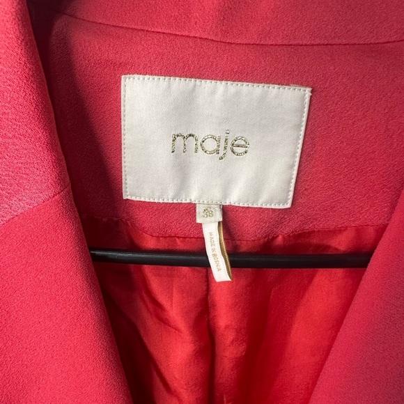 MAJE Paris Pink Zip Pocket Blazer With Gold Accents Size 38 (US 6) - Picture 5 of 8